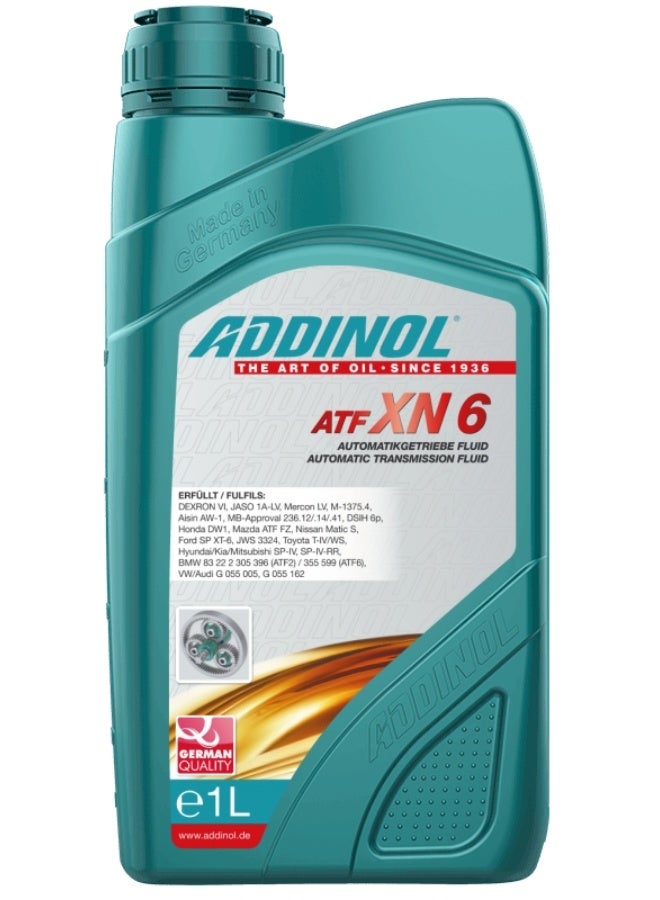 ADDINOL ATF XN 6 is a high performance synthetic transmission oil for automatic transmissions with improved component protection and increased shifting comfort